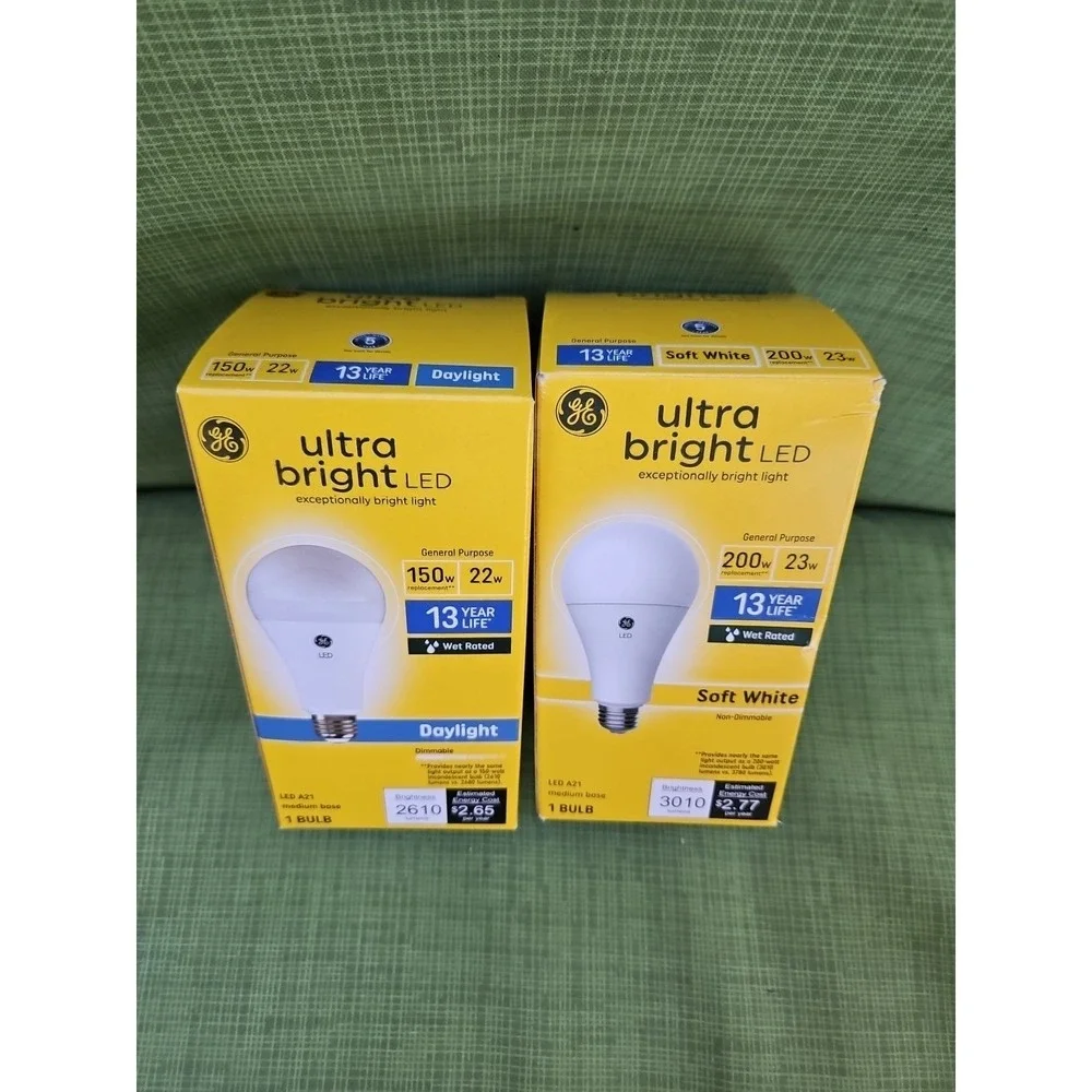 2GE Ultra Bright LED A21 Light Bulbs 150w Daylight Dimmable Medium Base 93129363